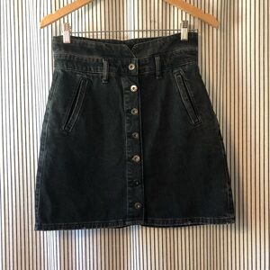 Black Denim Button-Front Skirt by Pilcro Anthropologie